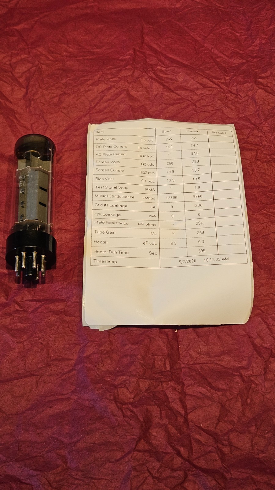 Single (1) Siemens EL34/6CA7 Vacuum Tube Amplitrex AT-1000 Tested