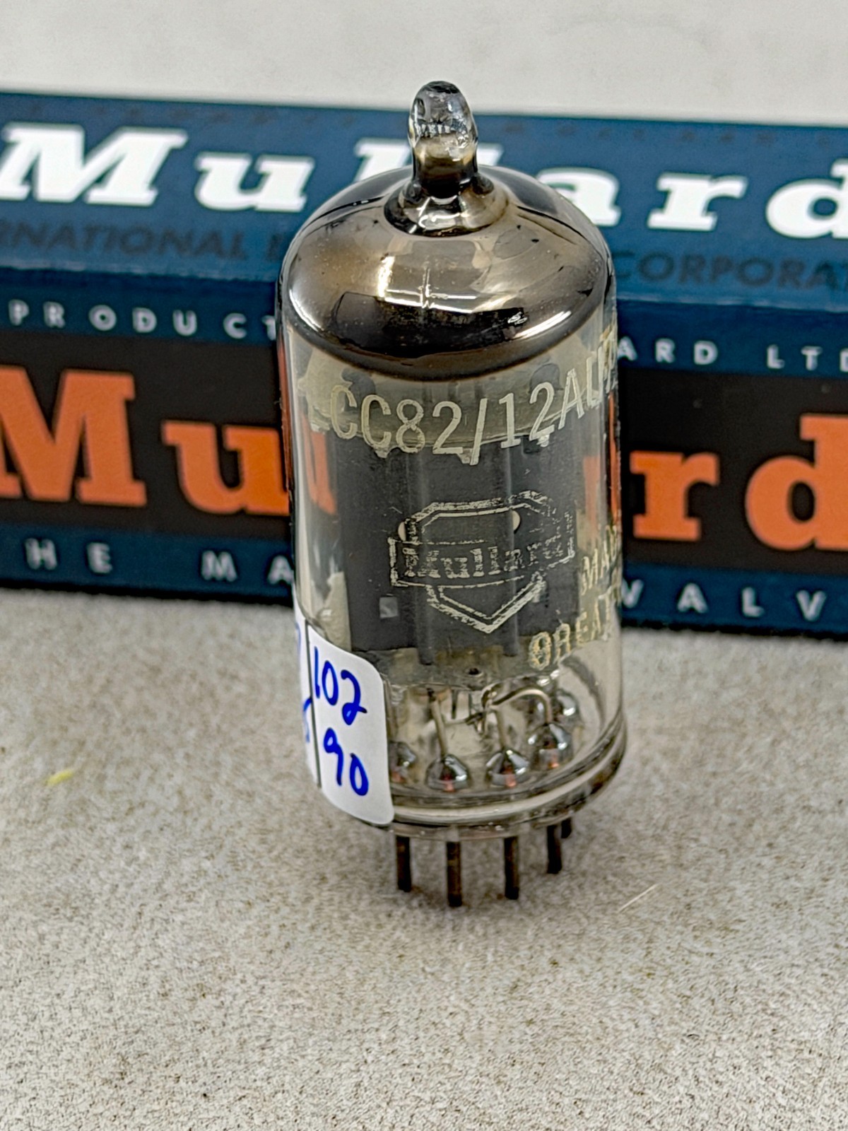 (1) Early Mullard ECC82 Long Plates Round Goalpost Getter 1958 Blackburn UK B8B