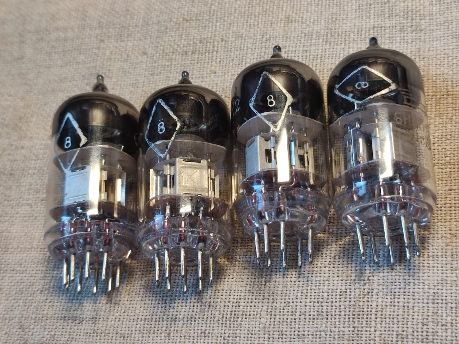 4 pcs. 6N2P-EV Voskhod / ECC83 Double Triode Tubes VI.1973′ or X.1973′ Same Date