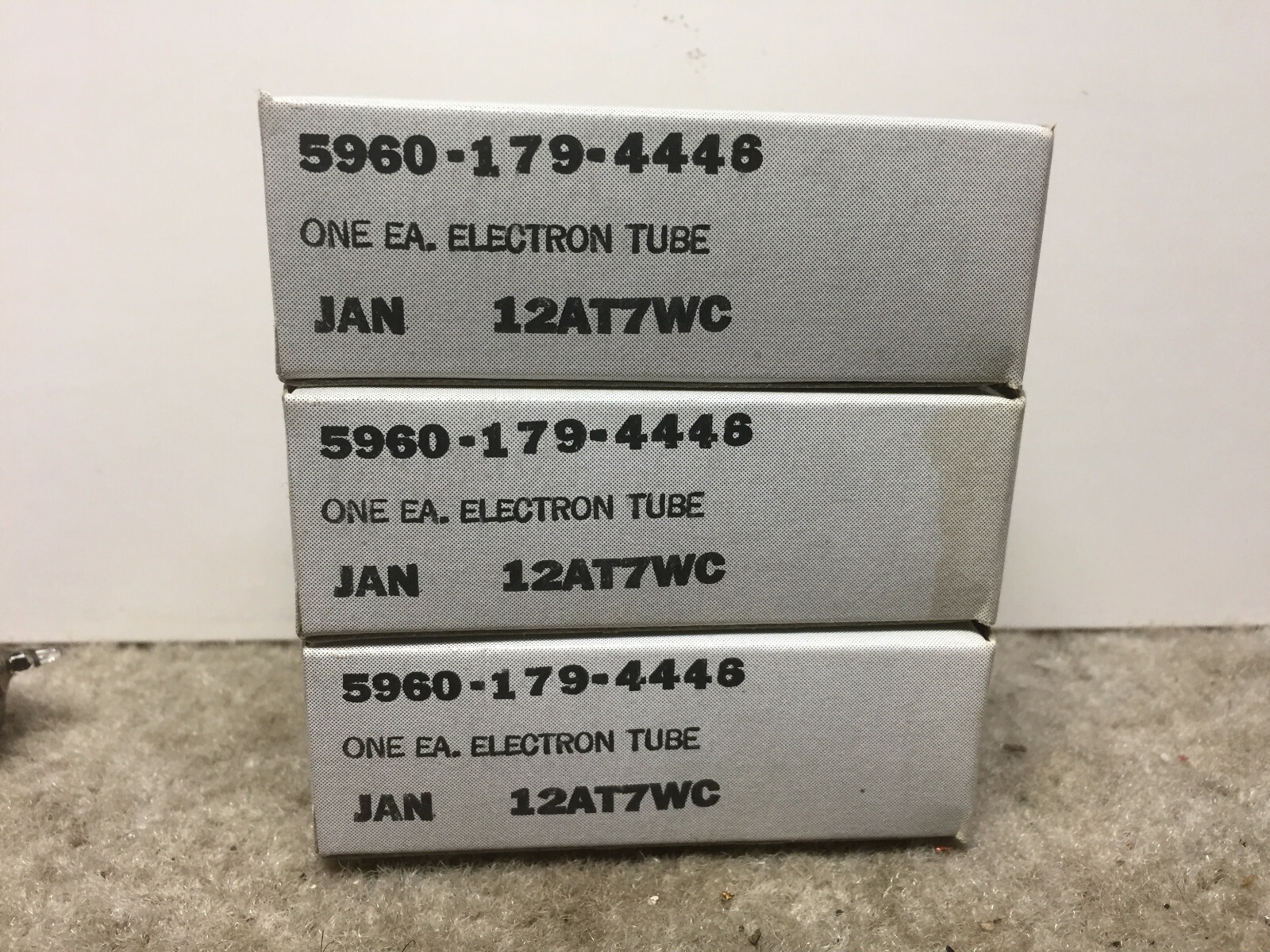 Three of NOS GE JAN 12AT7WC tubes