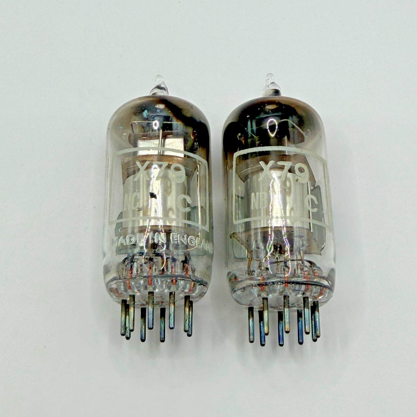 GEC X79 CV5115 6AE8 tubes, NOS NIB pair, square getter year 1957, original boxes