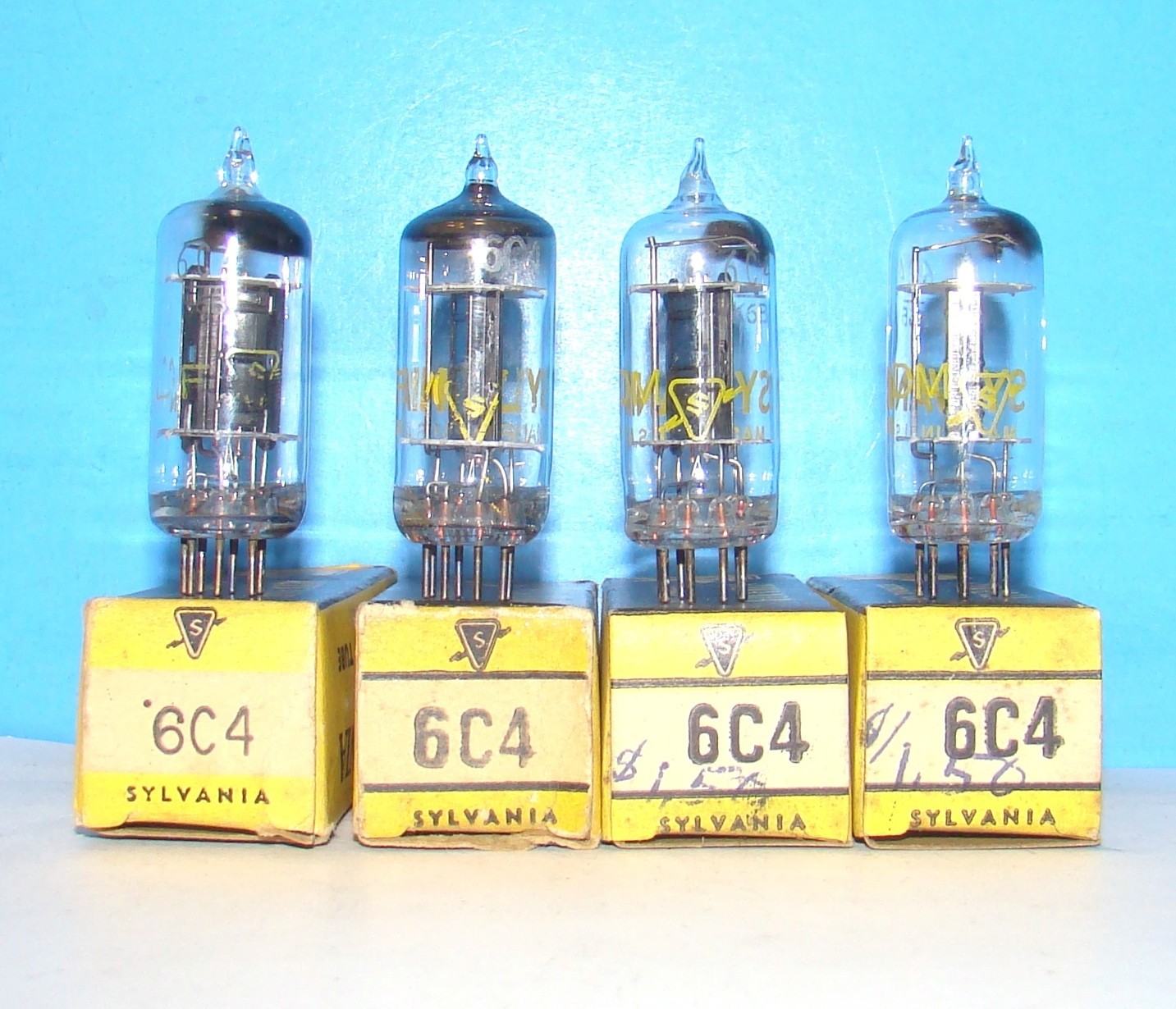 6C4 NOS Sylvania radio audio amplifier vacuum tubes 4 valves tested EZ90 6C4