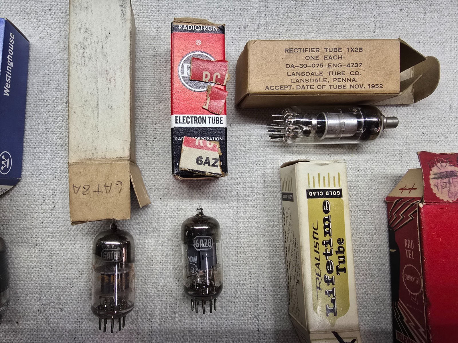 Lot of 13 Assorted Vacuum Tubes 2AF4A, 1X2B, 1R5, 6BZ6, 6AT8A, 6LN8, 12AU6, 6AS5