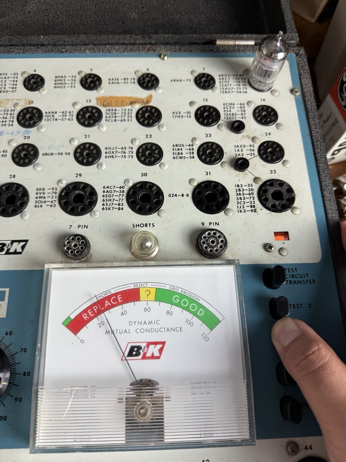 Ruby 12AX7AC5 HG K Grey Plate Halo Getter Tested on B&K 707