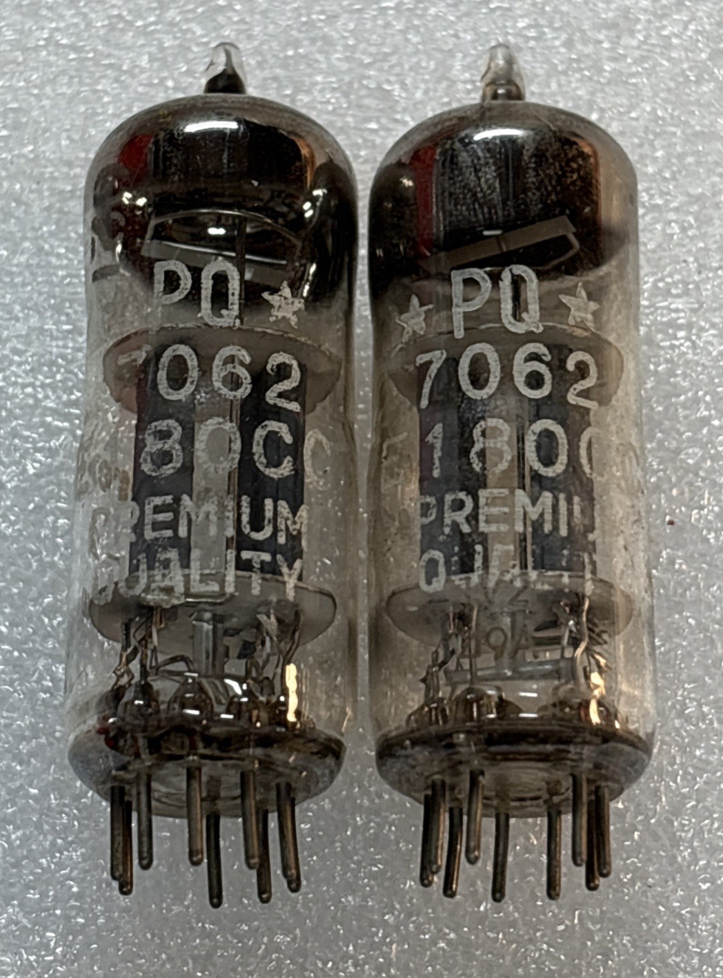 Matched Pair Amperex E180CC 7062 Pinch Waist Foil D Getter Tested Good #1