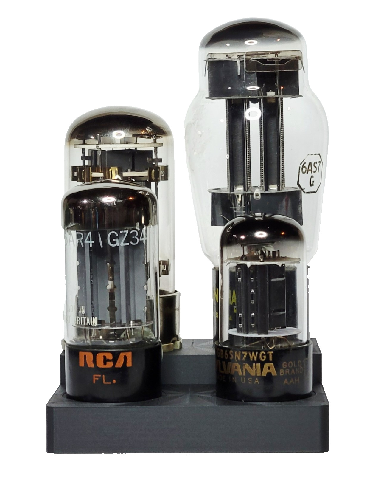Vacuum Tube Display Stand Holder Quad 4x for Octal 8 pin socket: 6SN7, 6L6, 6V6
