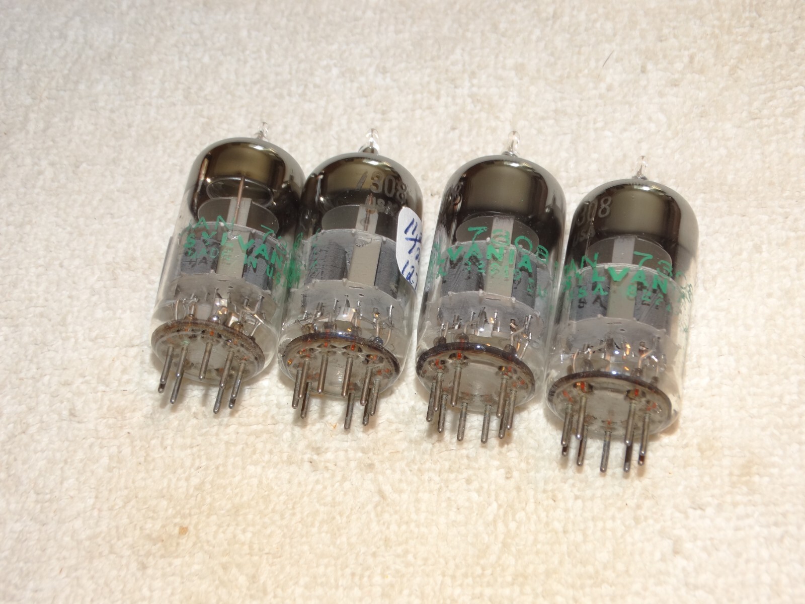 4 x JAN-7308 (6DJ8) Sylvania Tubes*Bogey+ Matched Quad*LOW NOISE/MICROPHONICS*