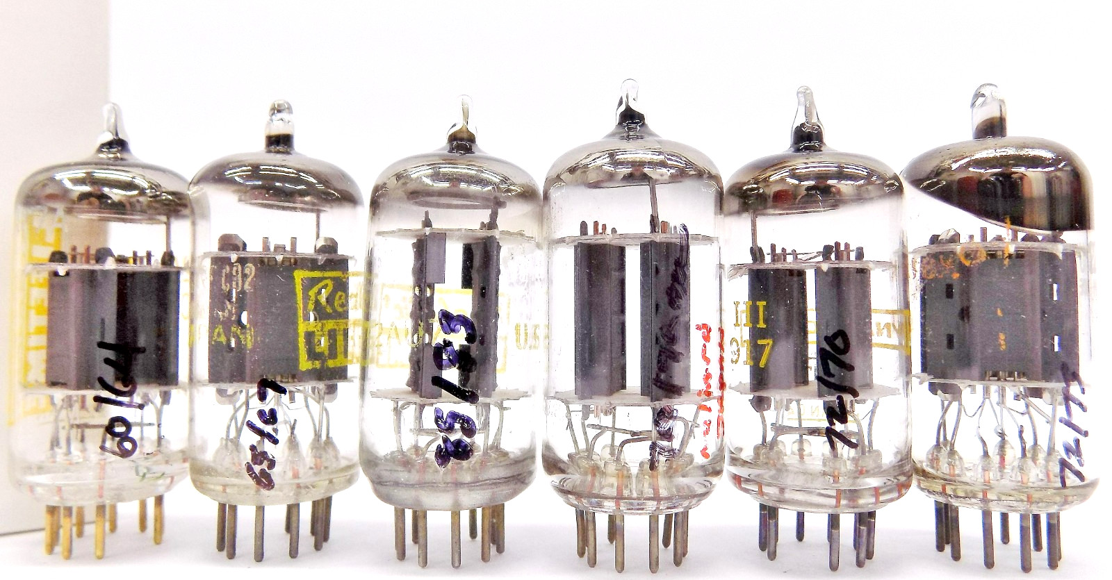 6 Nice Tested Vintage Japanese-Made 12AU7A/ECC82 Vacuum Tubes