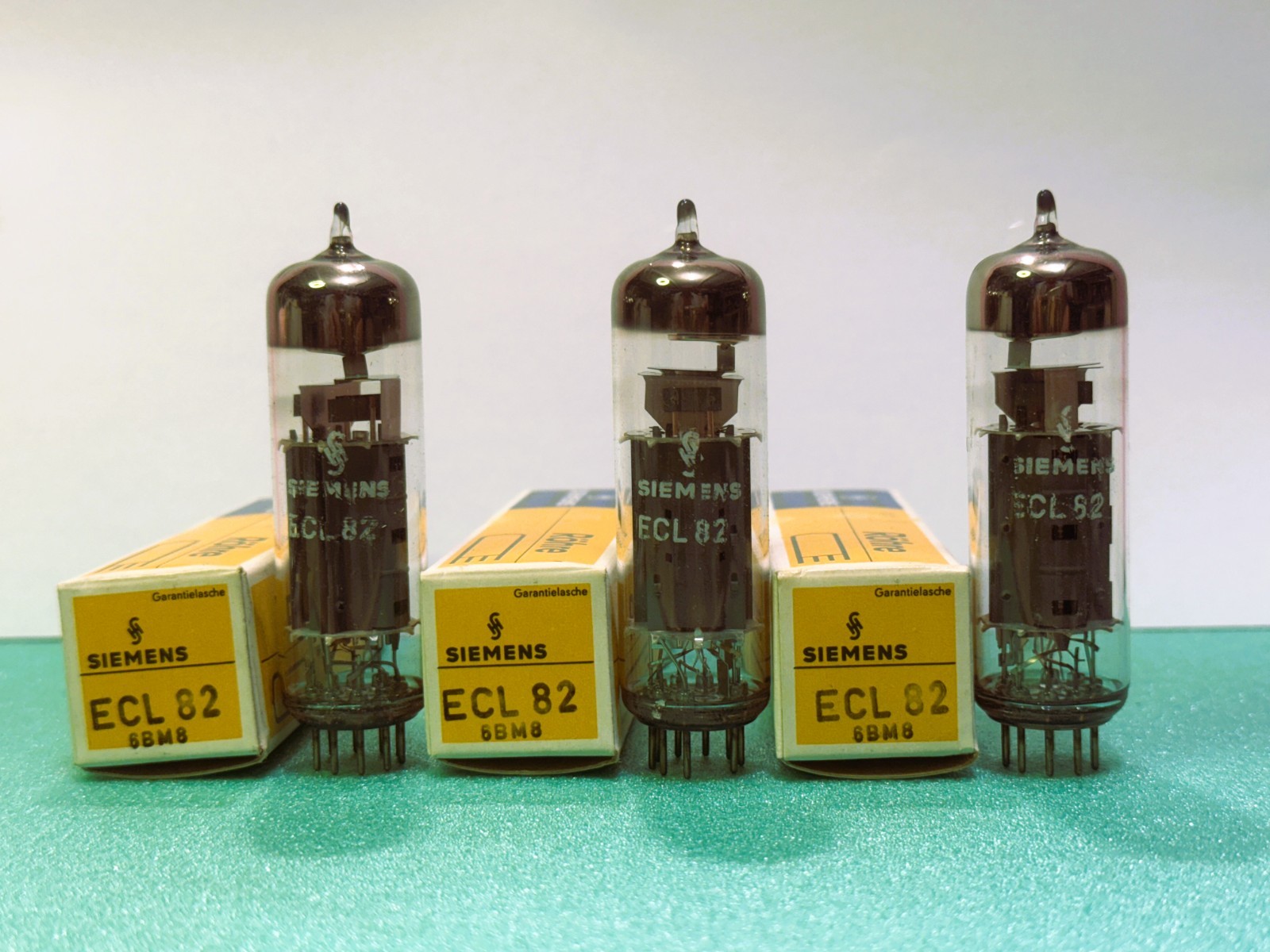 3 x ECL82 Telefunken NOS labeled Siemens, gm matched pair + 1, same batch code