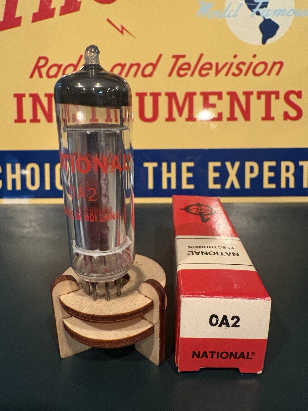 National (Holland) 0A2 Voltage Regulator Tube Halo Getter TV-7 Tested NOS NIB £