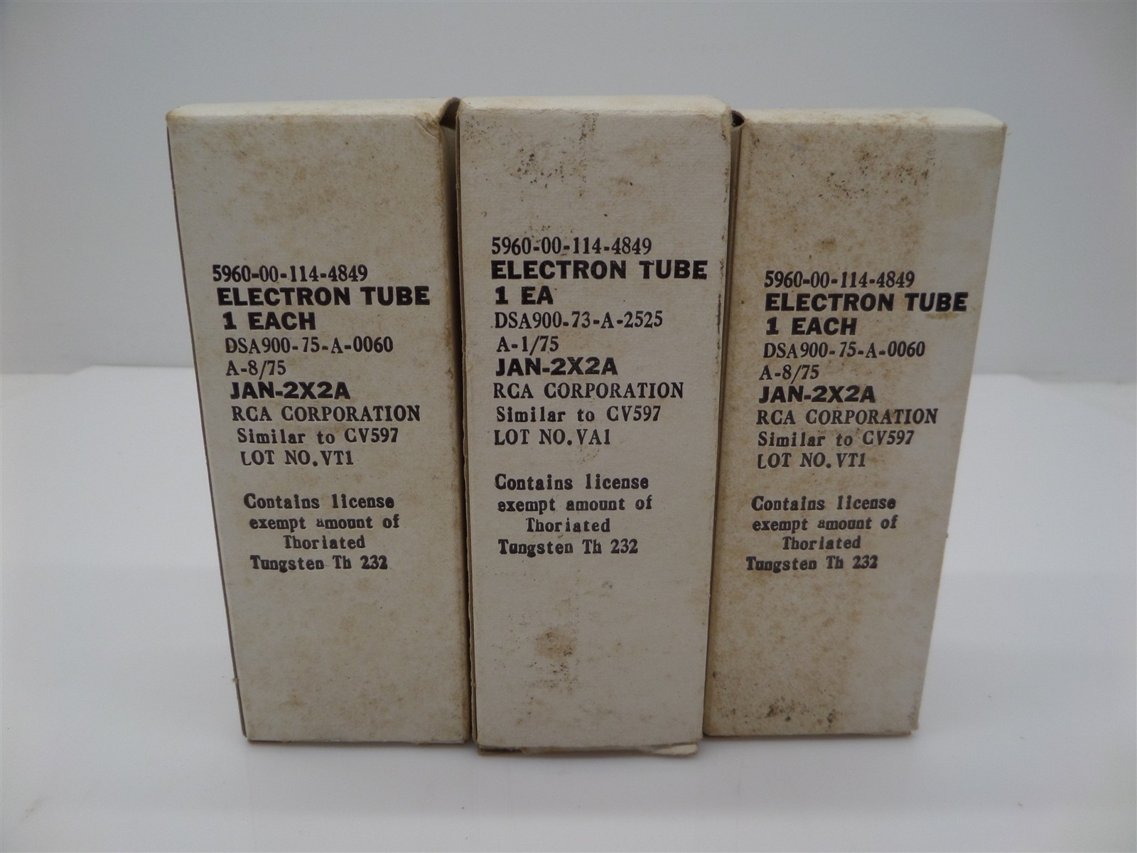 Lot Of 3 RCA JAN-2X2A Electron Tubes