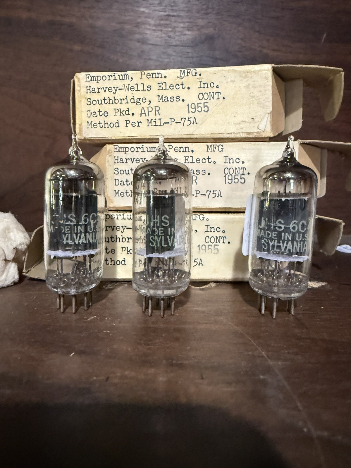 3 NOS Sylvania JHS 6C4 Vacuum Tubes 1955 Vintage Black Plate Audio Triodes TV7
