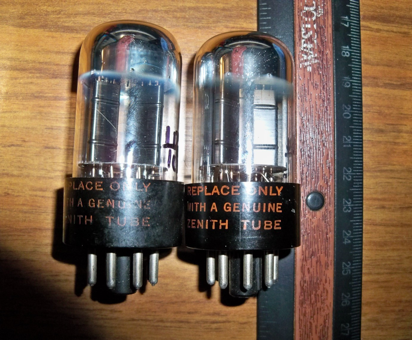 2 Strong Matched Zenith by SYLVANIA CHROME DOME Black Plate 6SN7GTB Tubes