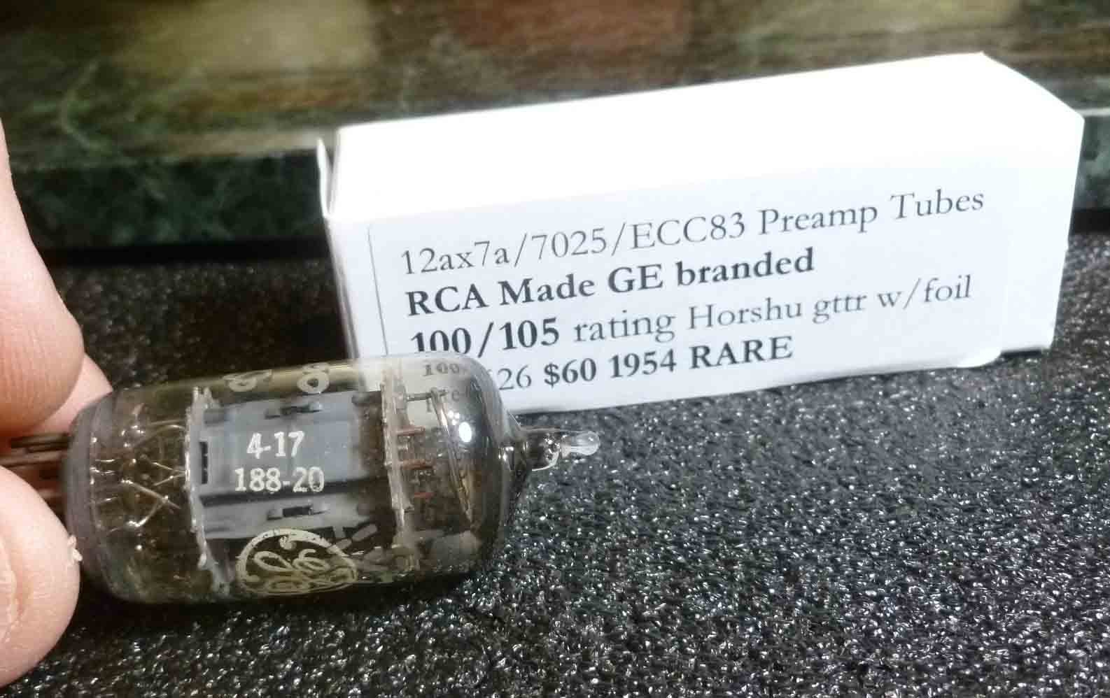 RCA Made GE brnd 12ax7 Long Grey Plate Horseshoe-Getter w foil 100/105 each side