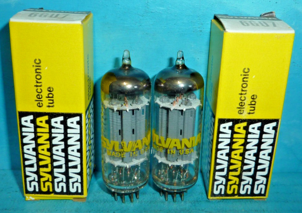 2 Sylvania 6GU7 Tubes Grey Plates Halo Getter