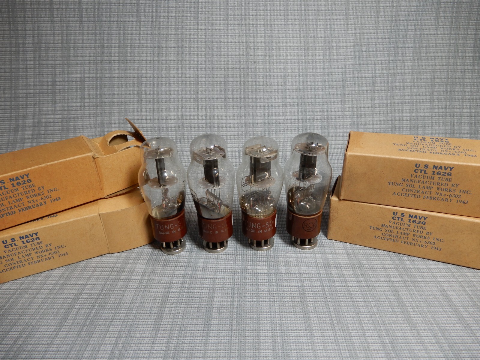 Tung-Sol (3) & RCA 1626 Vacuum Tubes Amplitrex Tested 90% 85% 78% & 90% Gm