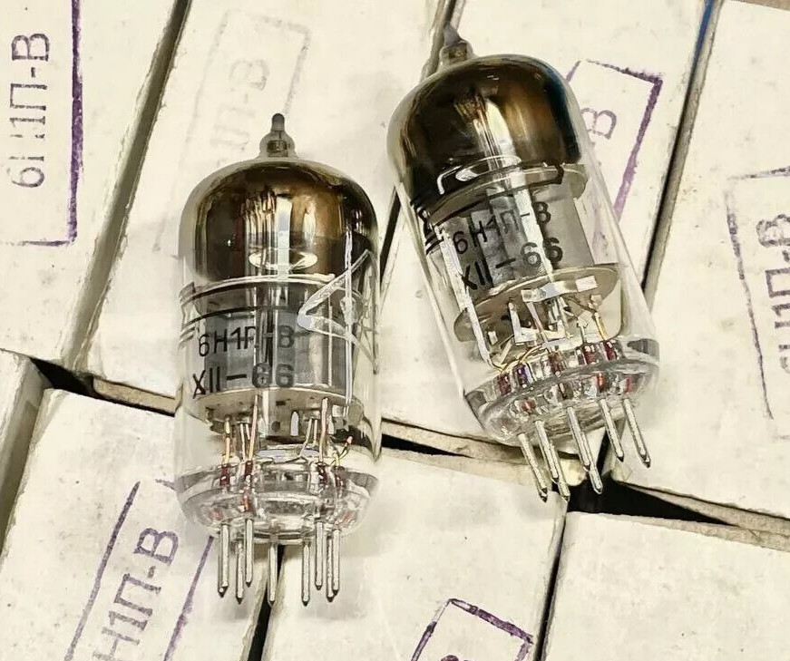 6N1P-V 6Н1П-В soviet Double Triode Gold Grid Tube ECC88 6DJ8 6922 1960th!