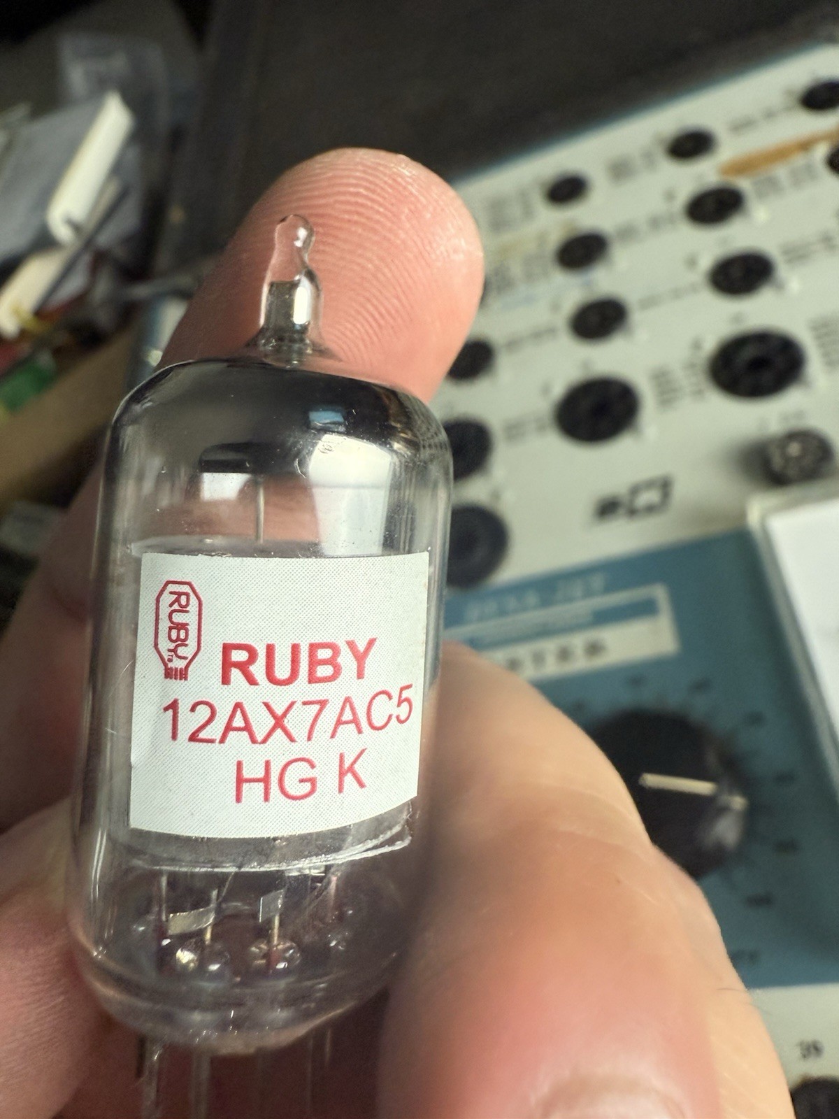Ruby 12AX7AC5 HG K Grey Plate Halo Getter Tested on B&K 707