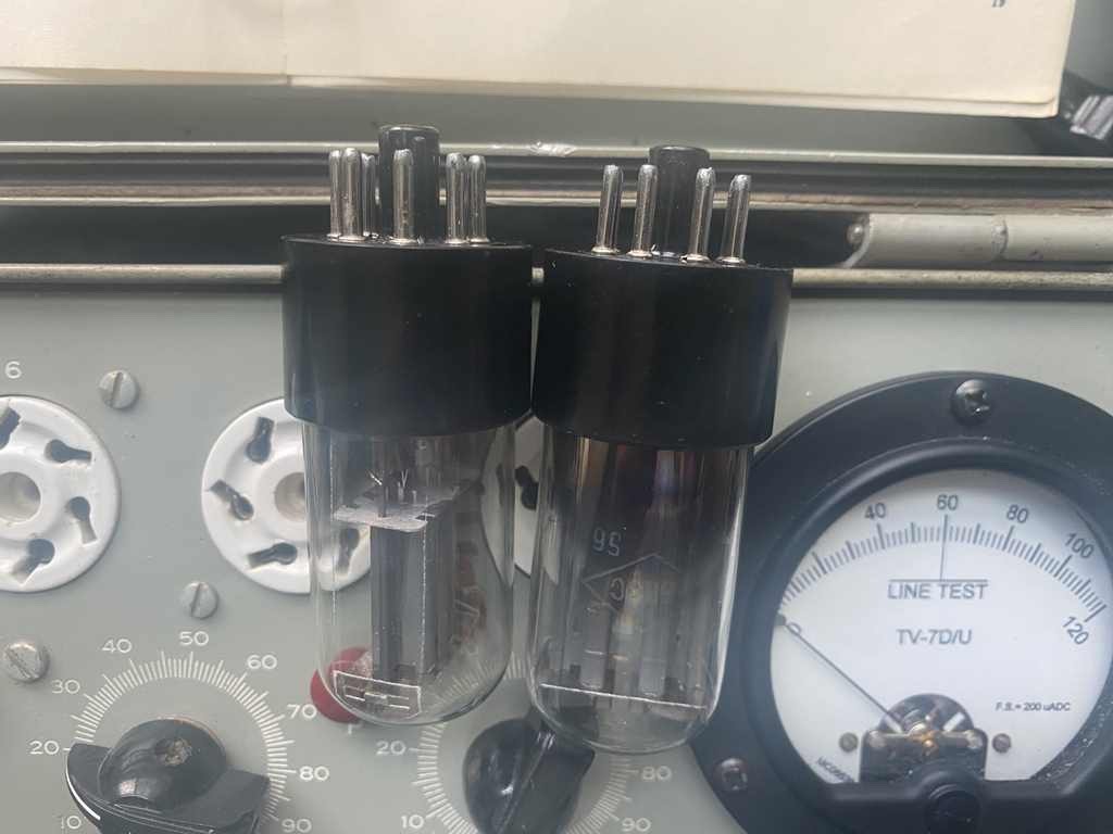 Rare Platinum Matched Pair 56 Early Foton Military 6N8S/6SN7 Tubes, TV-7 tested