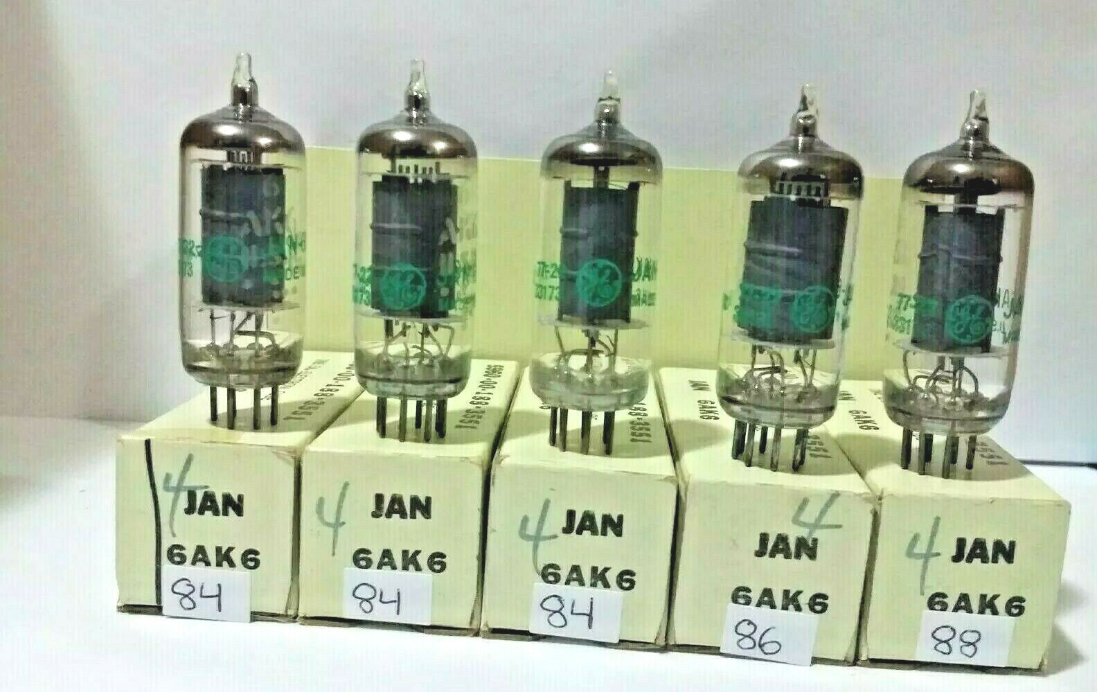 Sleeve of 5 JAN GE 6AK6 Vacuum Tubes Tested New On Calibrated TV – 7 ! !