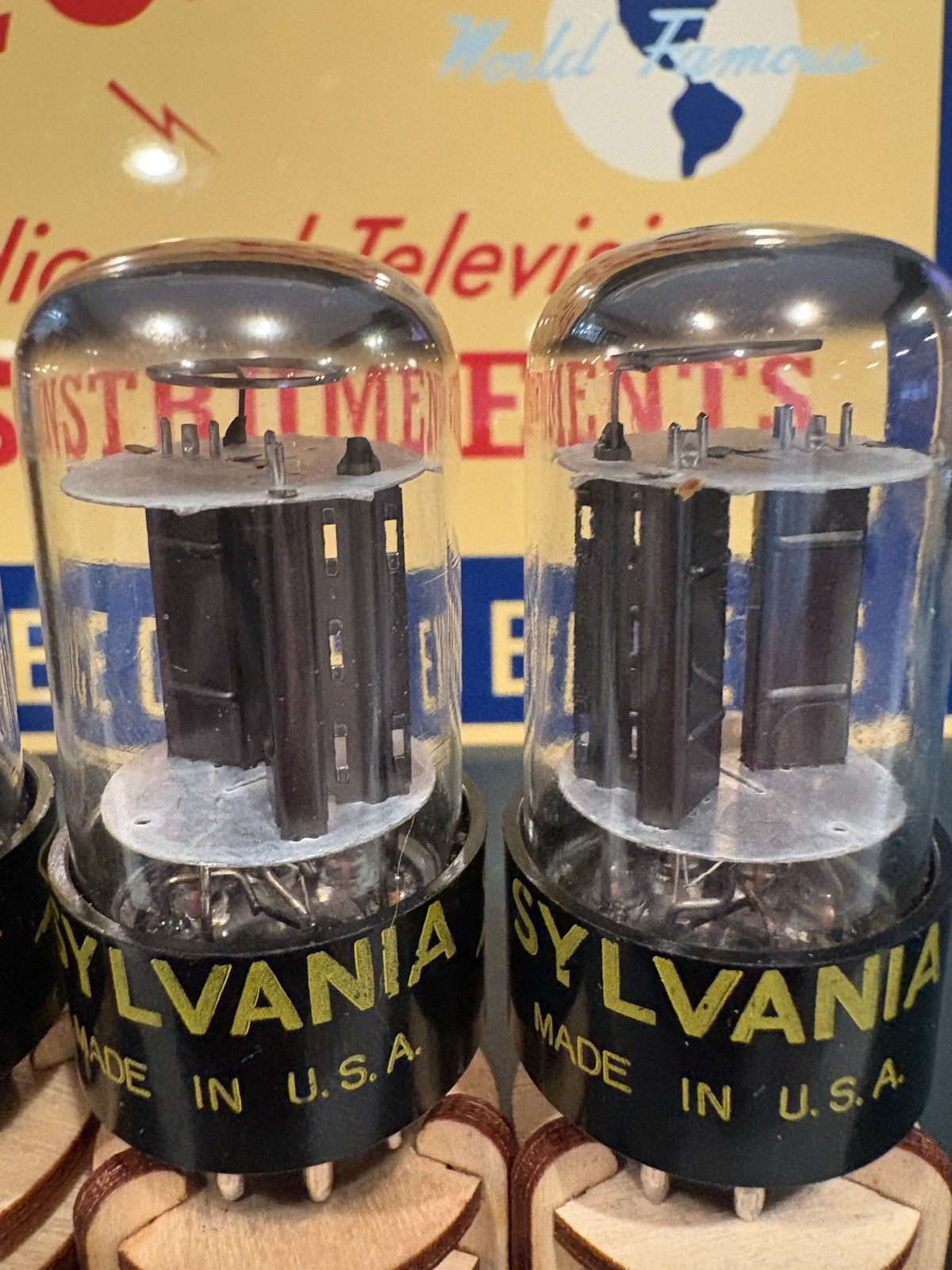 Matched Quad (4) Sylvania 6SN7GTB Black V Plate Tubes 539C&Maxi Test NOS NIB🌊