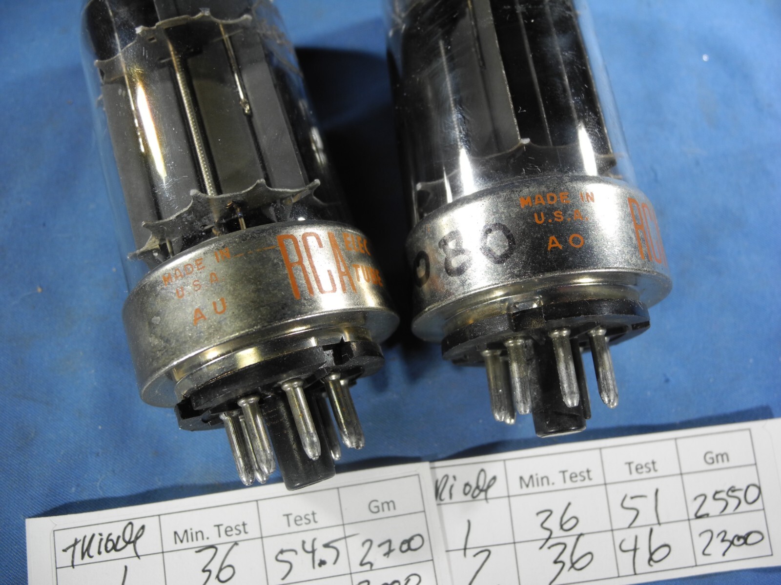 2 x 6080(6AS7) RCA Tubes*Black Plates*Very Strong (TESTED W/ TV-7D/U)