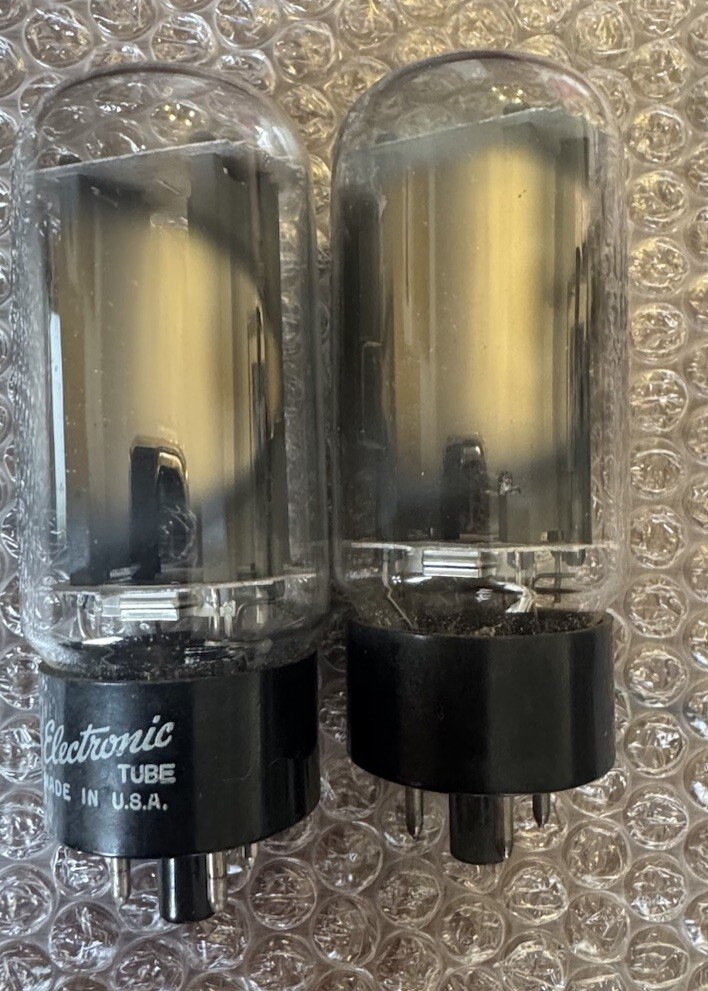 2 NOS GE 5U4GB 5AS4 Grail Rectifiers Gray Plates