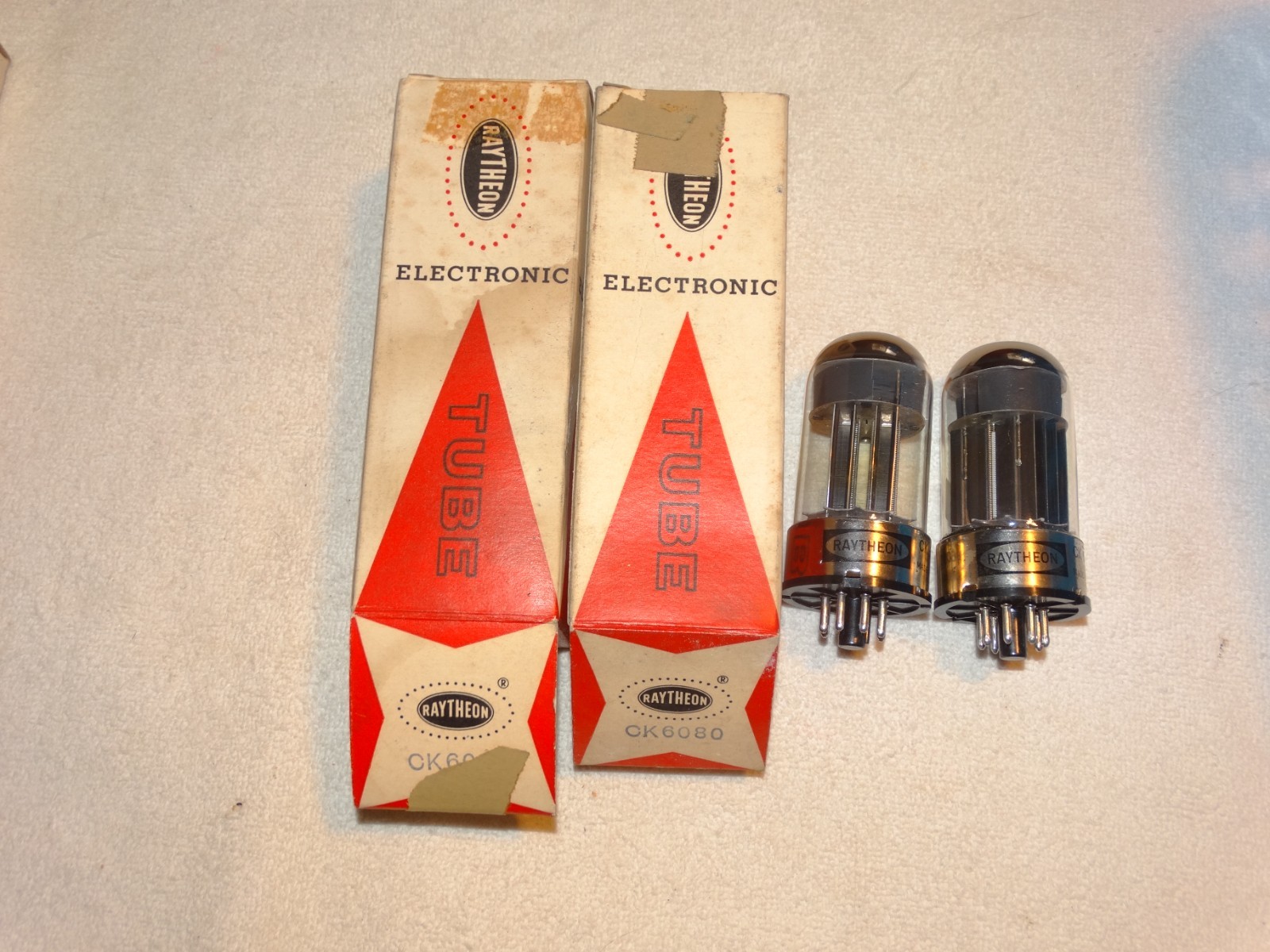 2 x CK6080 (6AS7) Raytheon Tubes*NOS-NIB*Mil Specs*Very Strong Matched Pair*#2