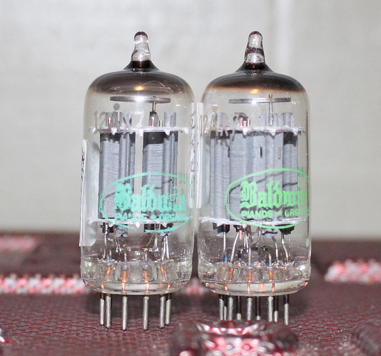 SYLVANIA 12AX7 ECC83 LONG PLATE MATCH PAIR TEST NOS++ VINTAGE 1961 FOR BALDWIN