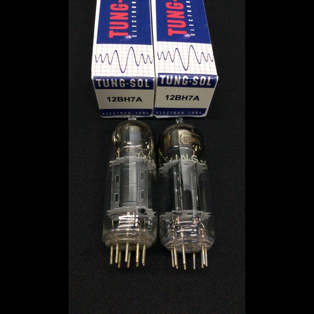 MATCHED PAIR TUNG SOL 12BH7A Black Plate D Getter AUDIO VACUUM TUBES 8.9847