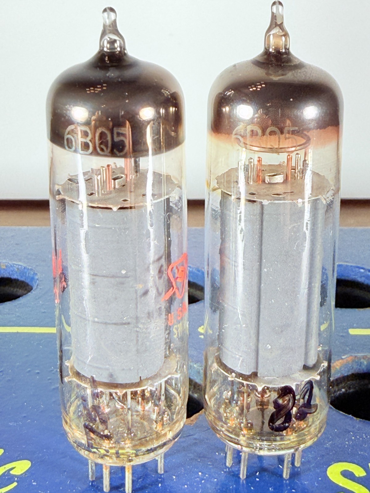 Matched Pair Sylvania EL84 6BQ5 Grey Plate O-Getter Tested Good Tube
