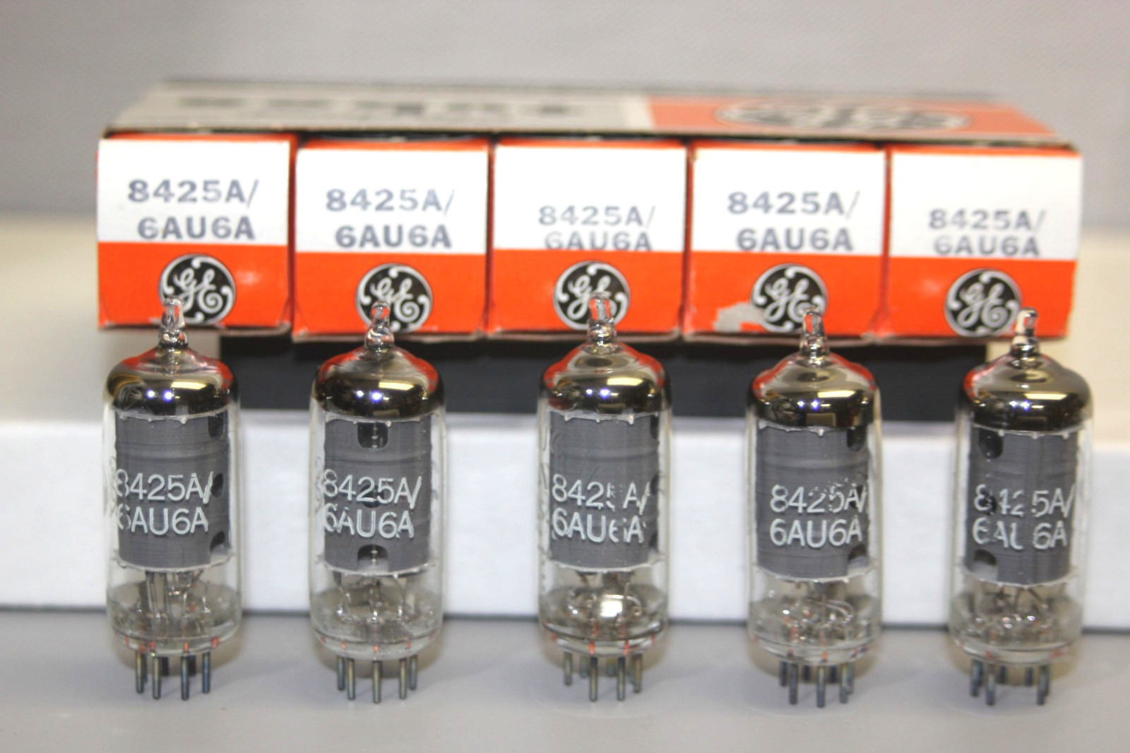 5 NOS NIB LOW NOISE 8425A 6AU6A GE -Same Dates All Matched w/i 5% Tested 100%++