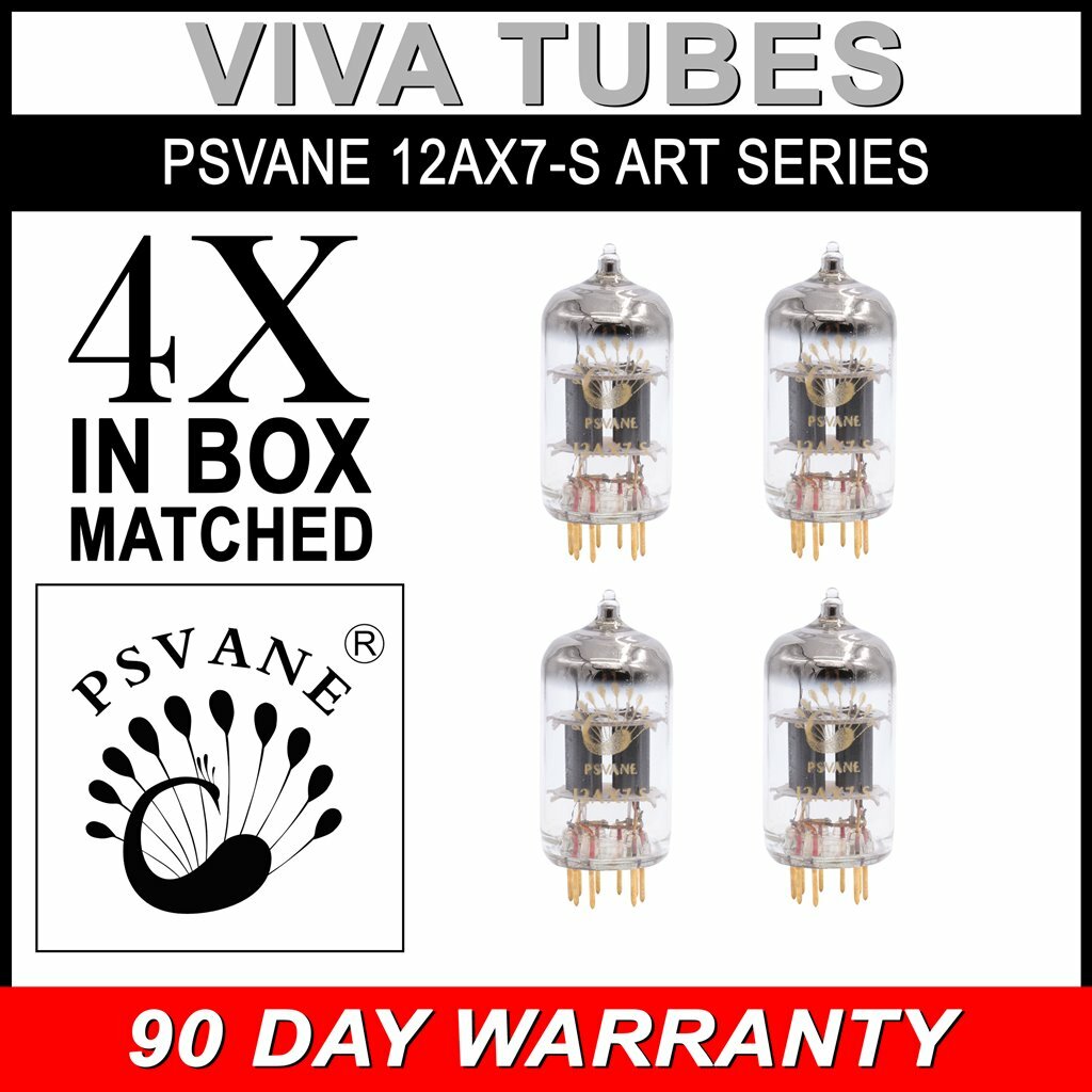 Gain Matched Quad (4) Psvane 12AX7-S ECC83 Gold Pins Art Series Vacuum Tubes