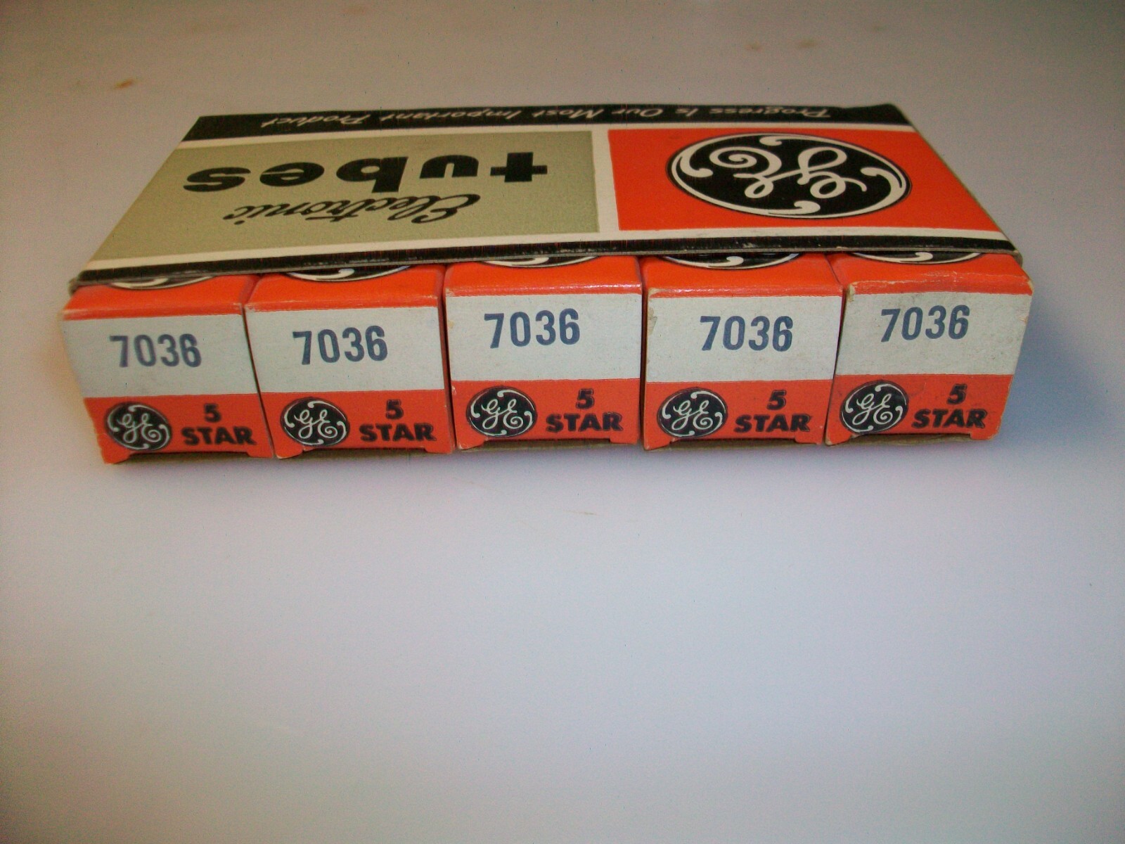 SLEEVE OF 5 GE 5 STAR 7036 TUBES (LOW NOISE 6BE6)