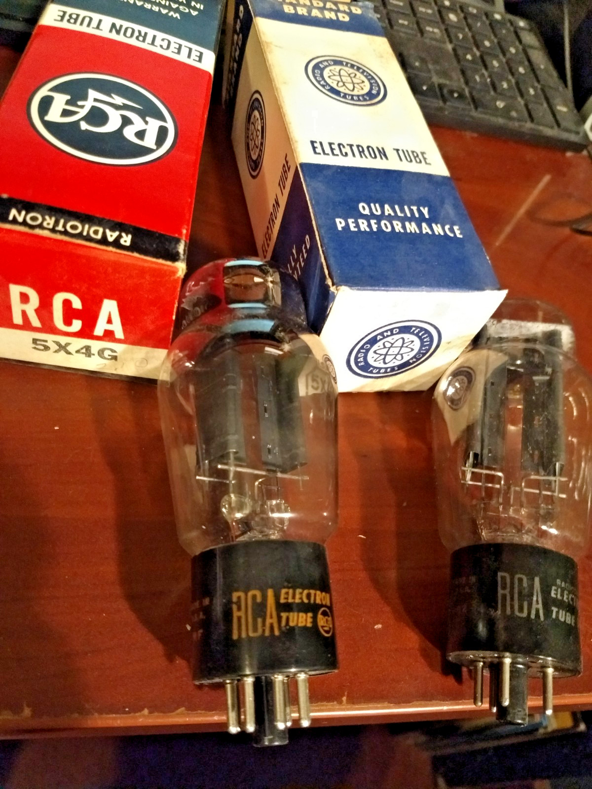 2 RCA 5U4G & 5X4G Rectifier Tube ST Shape Snubber Black Plate D Getter TESTED