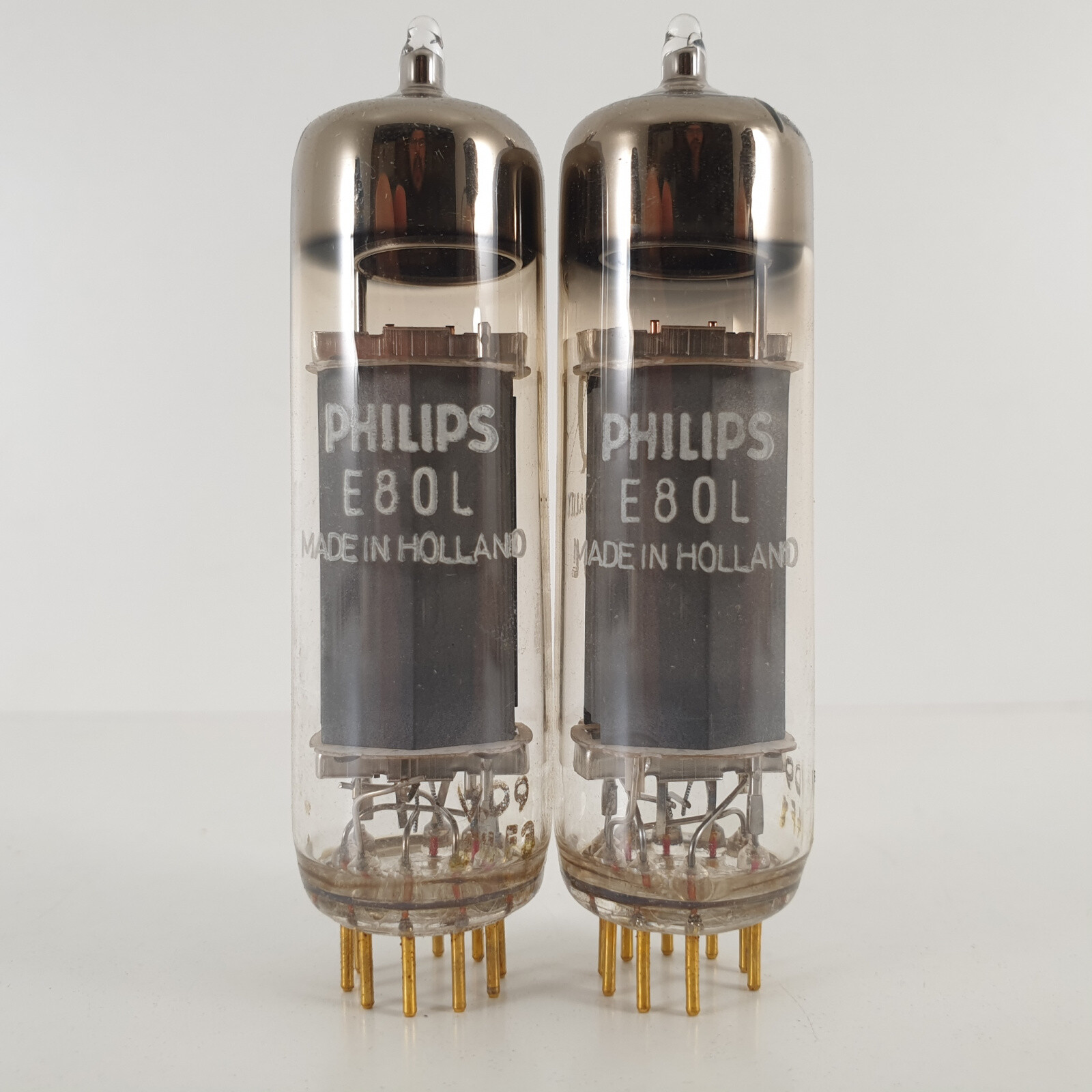 2 X E80L PHILIPS TUBE. 1960s PROD. GOLD PIN. SQ. 31/31mA MATCHED PAIR. 5. CH135