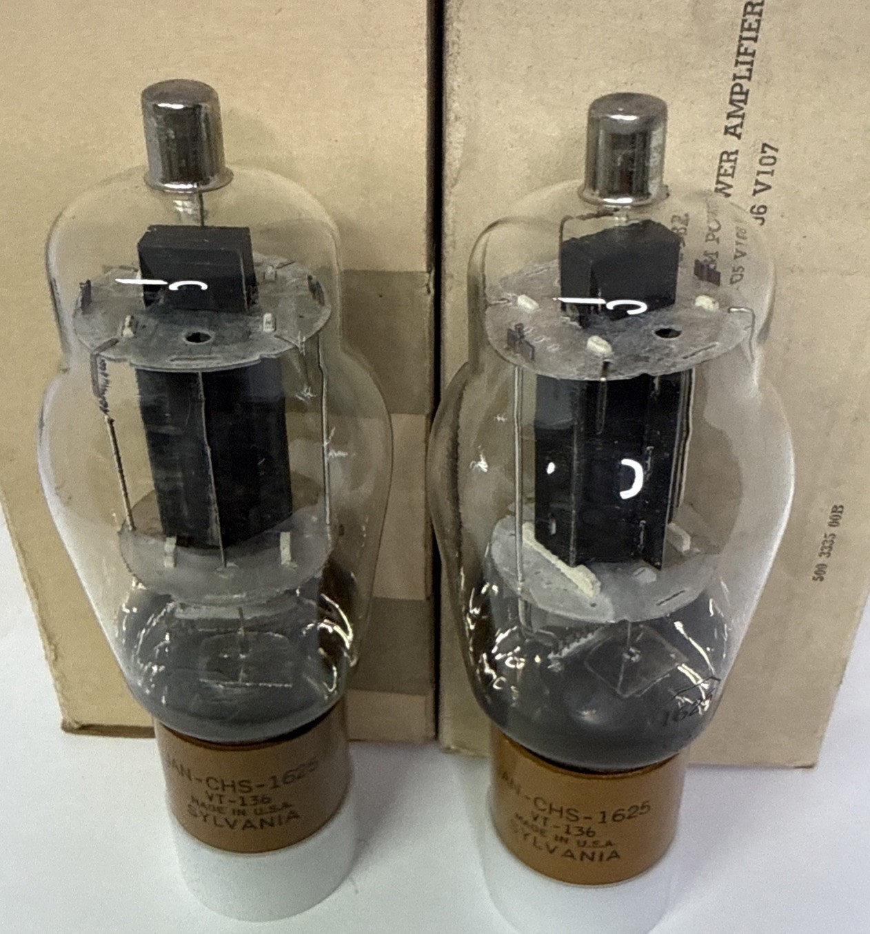 2 -JAN CHS 1625 VT-136 US Army Navy Black Plate Tubes NOS NIB Heathkit Tested