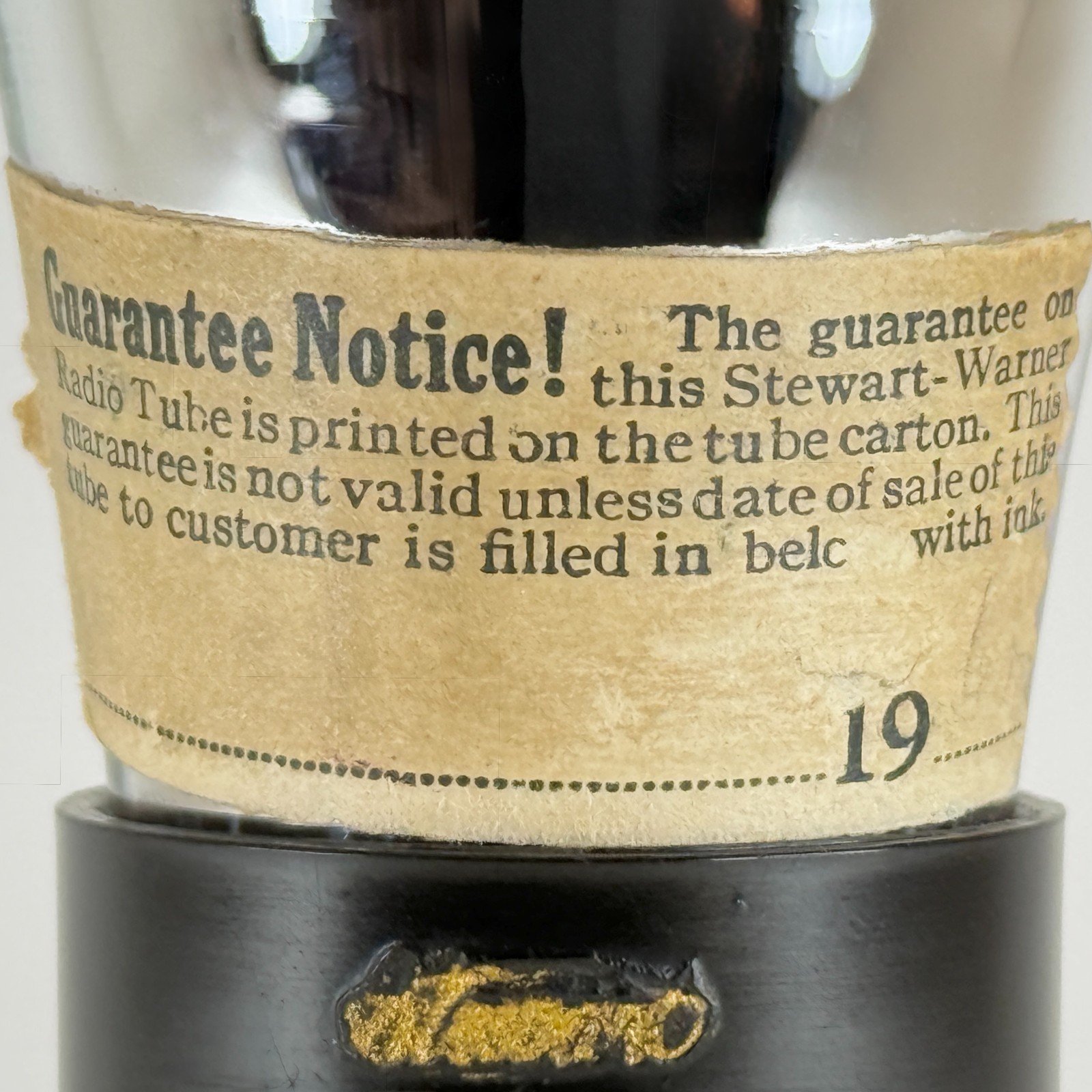 (1) Tested Stewart Warner UV 201A Tube Type 01A Tube Short Brass Pins Globe Tube