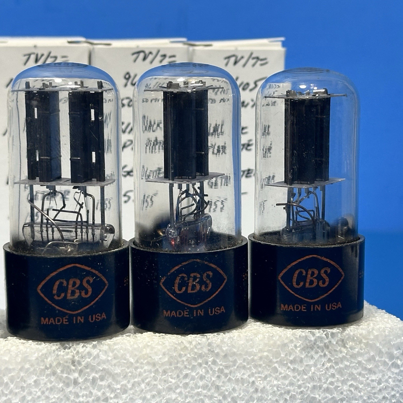 SIX 1955 CBS 6SN7GT BLACK PLATE D GETTER TUBES ALL TESTED OVER 100%