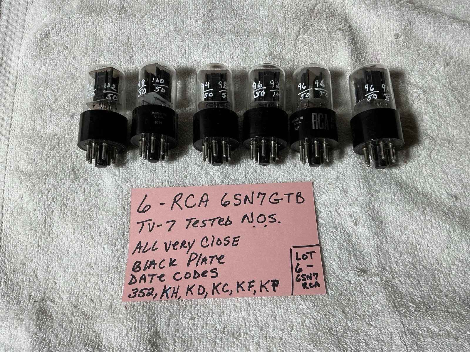 6 RCA 6SN7GTB TUBE Tested NOS TV-7 TOUGH DOGS 2 HOLE BLACK LADDER PLATES 6SN7