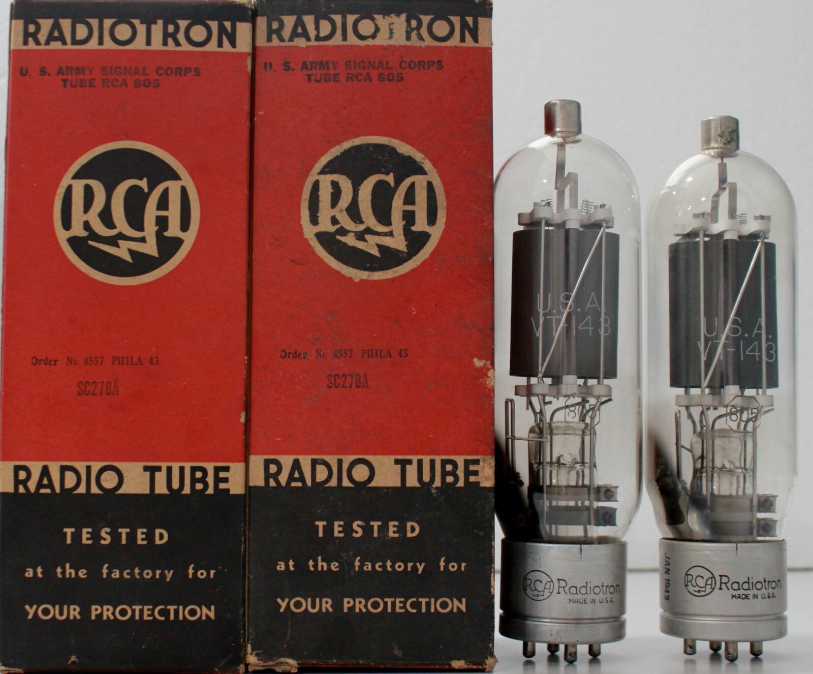 805/VT143 RCA Squre Getter Military Grade Made in USA Qty 2Pcs