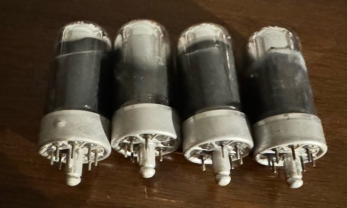 NOS Match Quad Sylvania 7C5 Tall Gray Glass Grailtone Chrome Top LOKTAL 6V6