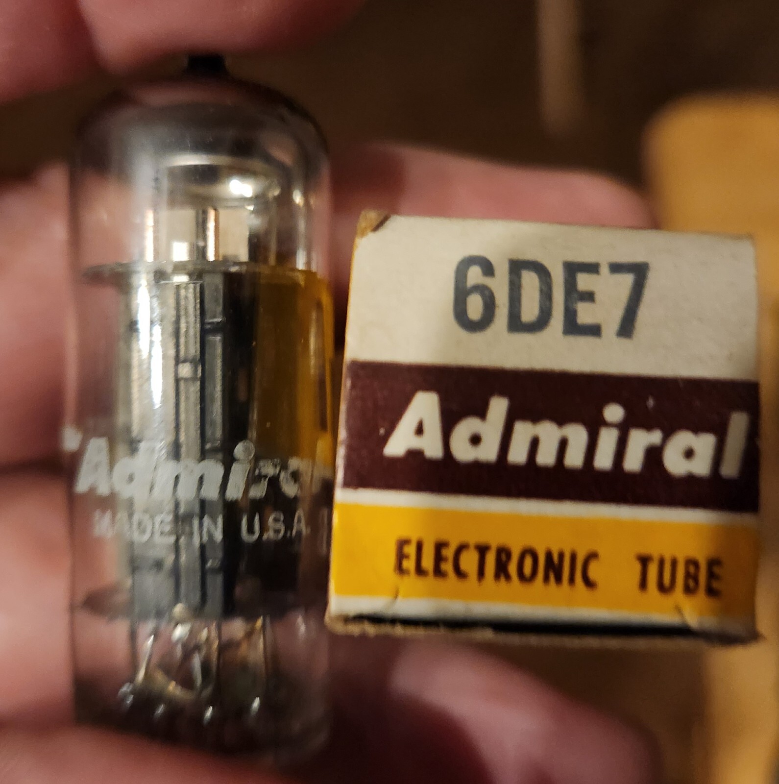 1 NOS NIB Admiral 6DE7 tube. Both sections tested good on my B+K 707