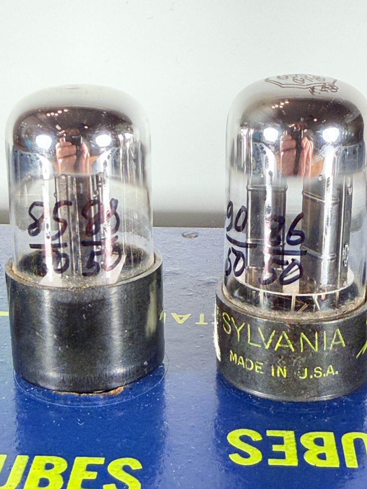 Lot of 2 Matched Sylvania 6SN7GTB Black Plate Chrome Dome Tested Like NOS Tube