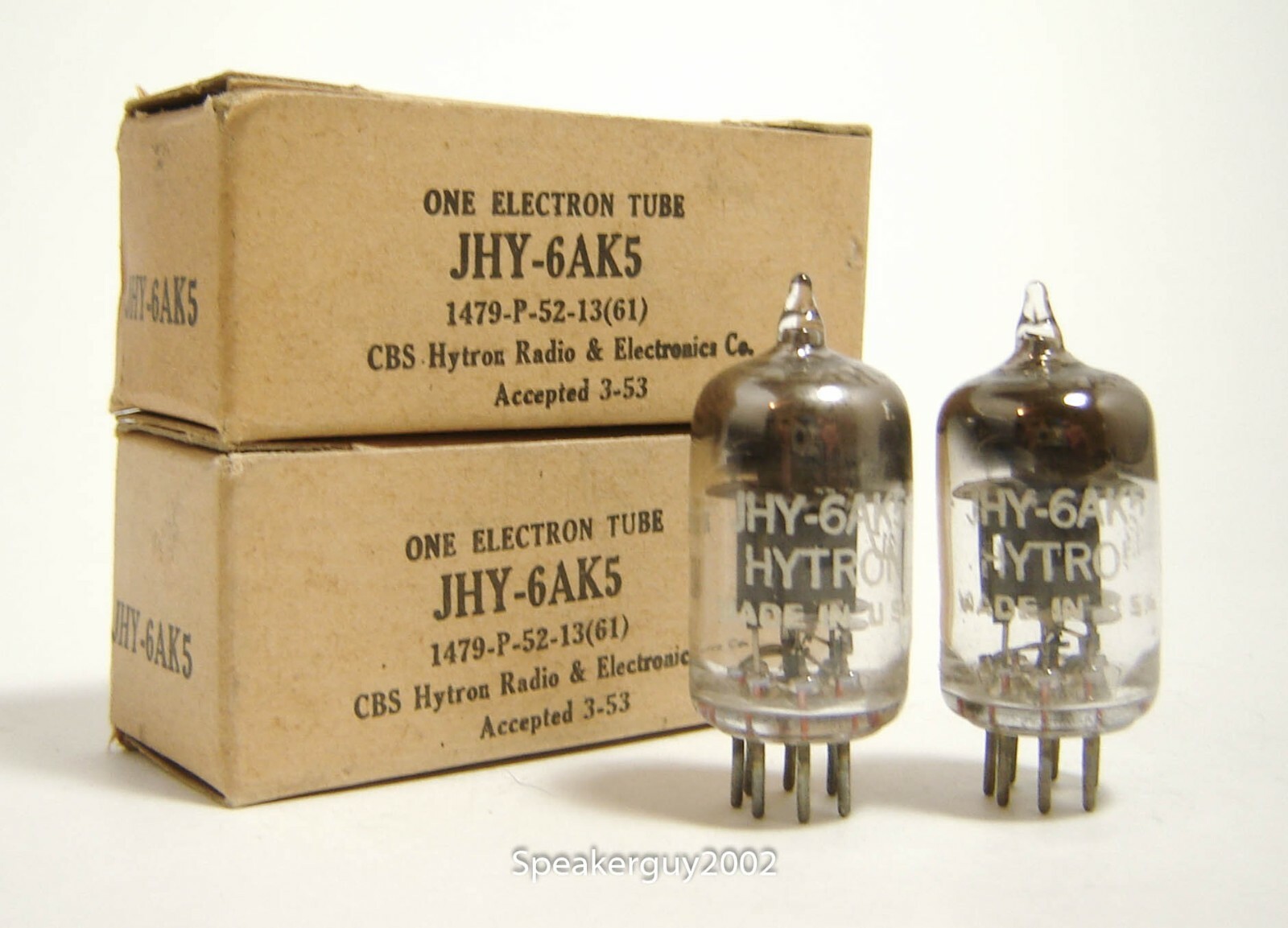 NOS Matched Pair CBS Hytron Vacuum Tubes / JHY 6AK5 / RM