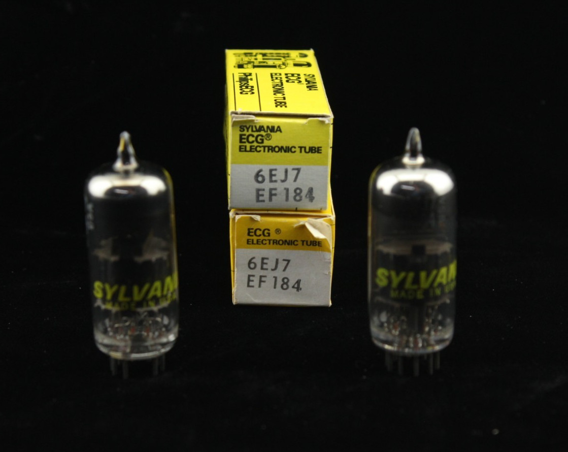 New Qty 2 SYLVANIA 6EJ7 EF184 Smoked Glass 0 Getter NOS USA Vintage Vacuum Tubes