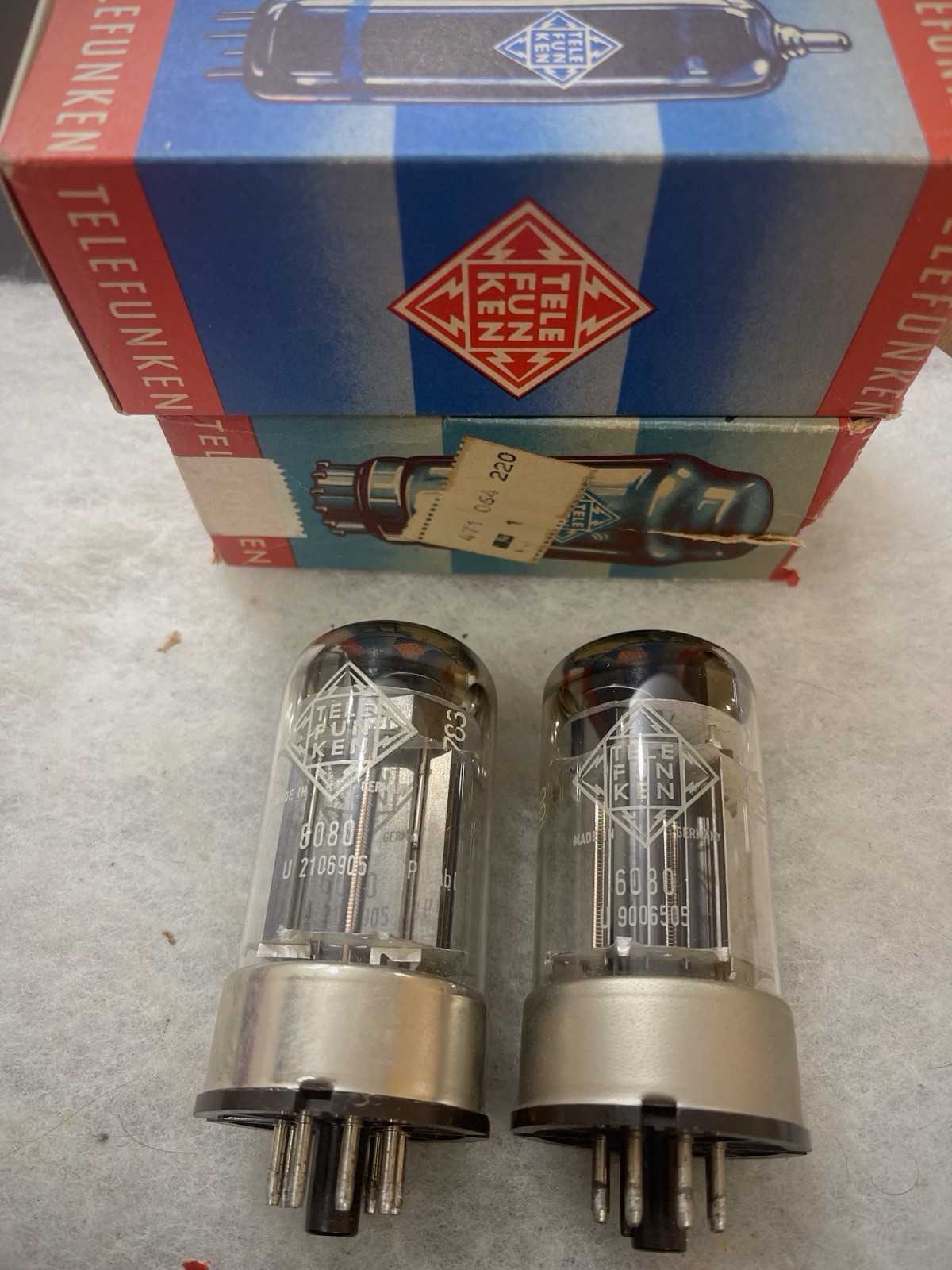 Telefunken 6080 6AS7 421A Black Plates Copper Rods Tested NOS Matched Pair