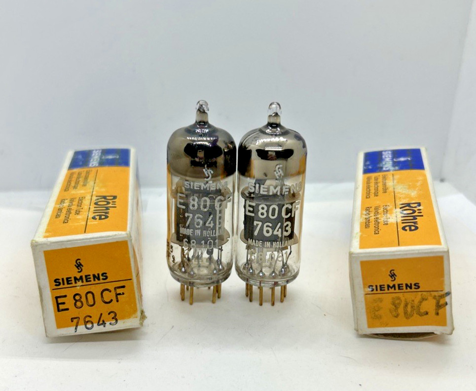 Qty 2 Siemens E80CF =6GH8A=ECF82=6U8A=7643=6F2 Gold Pin Hickok Tested