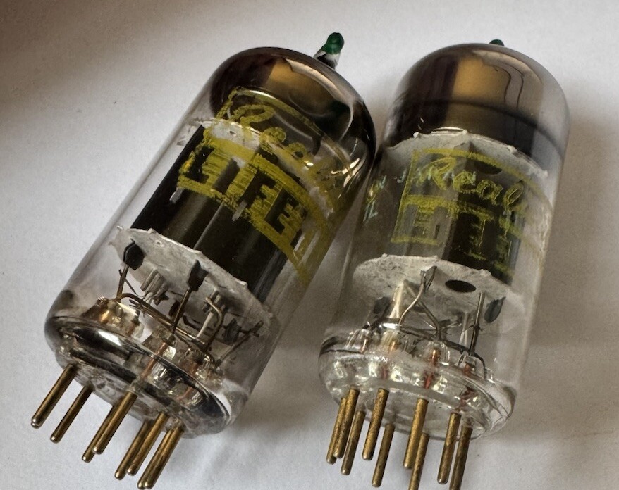Matched Pair Matsushita Gold Pin Audiophile Green Tips 12ax7/ 7025 Fender 🍾