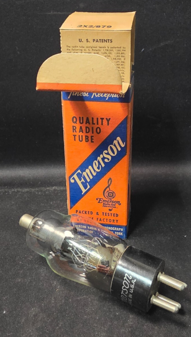 Vintage NOS Emerson Radio & Tube New in Box 2×2/879